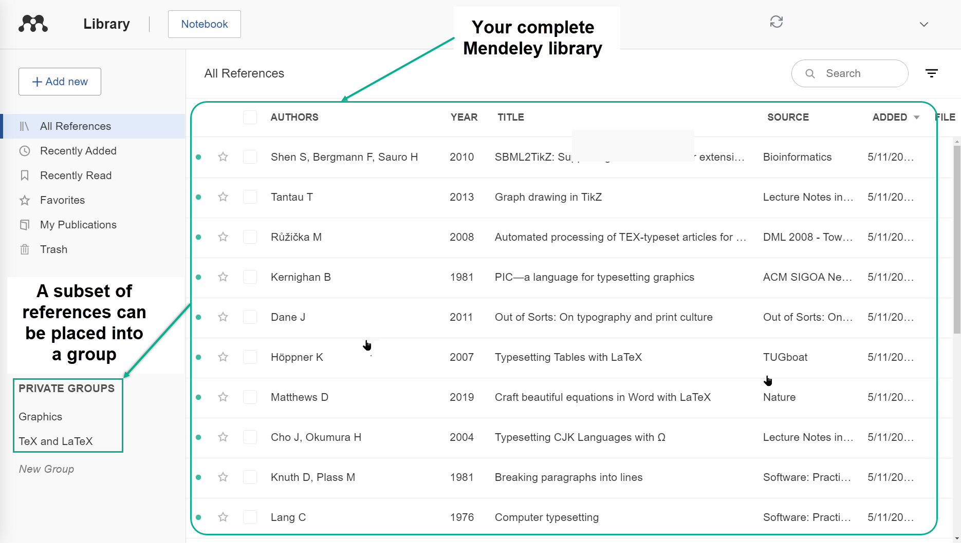 Using private groups in Mendeley