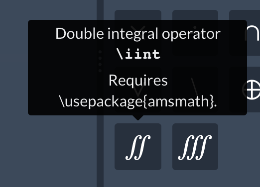 Symbol Palette advising need of a LaTeX package