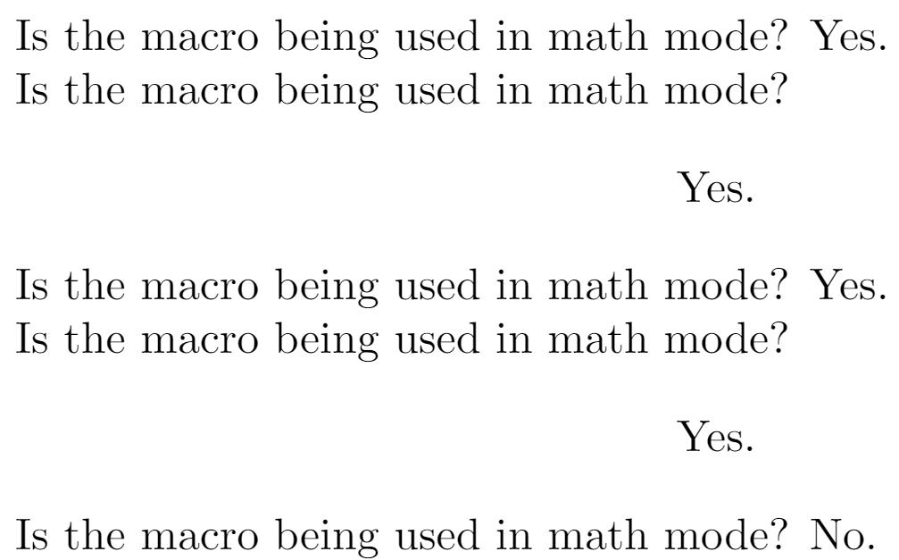 LaTeX macro to test math mode