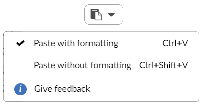 Image showing menu presented when formatted text is pasted into Overleaf"